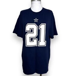 Dallas cowboys dark blue Elliott #21 jersey style football t-shirt size Large